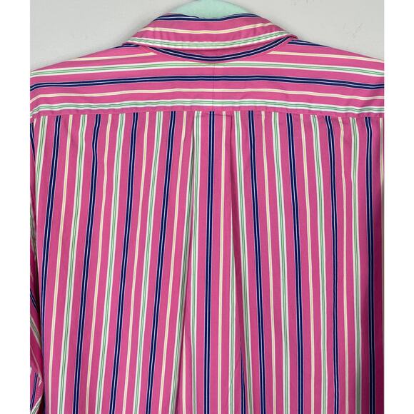 Ralph Lauren Classic Fit Bold Striped Button Down Shirt Pink Multi Medium - Picture 10 of 13